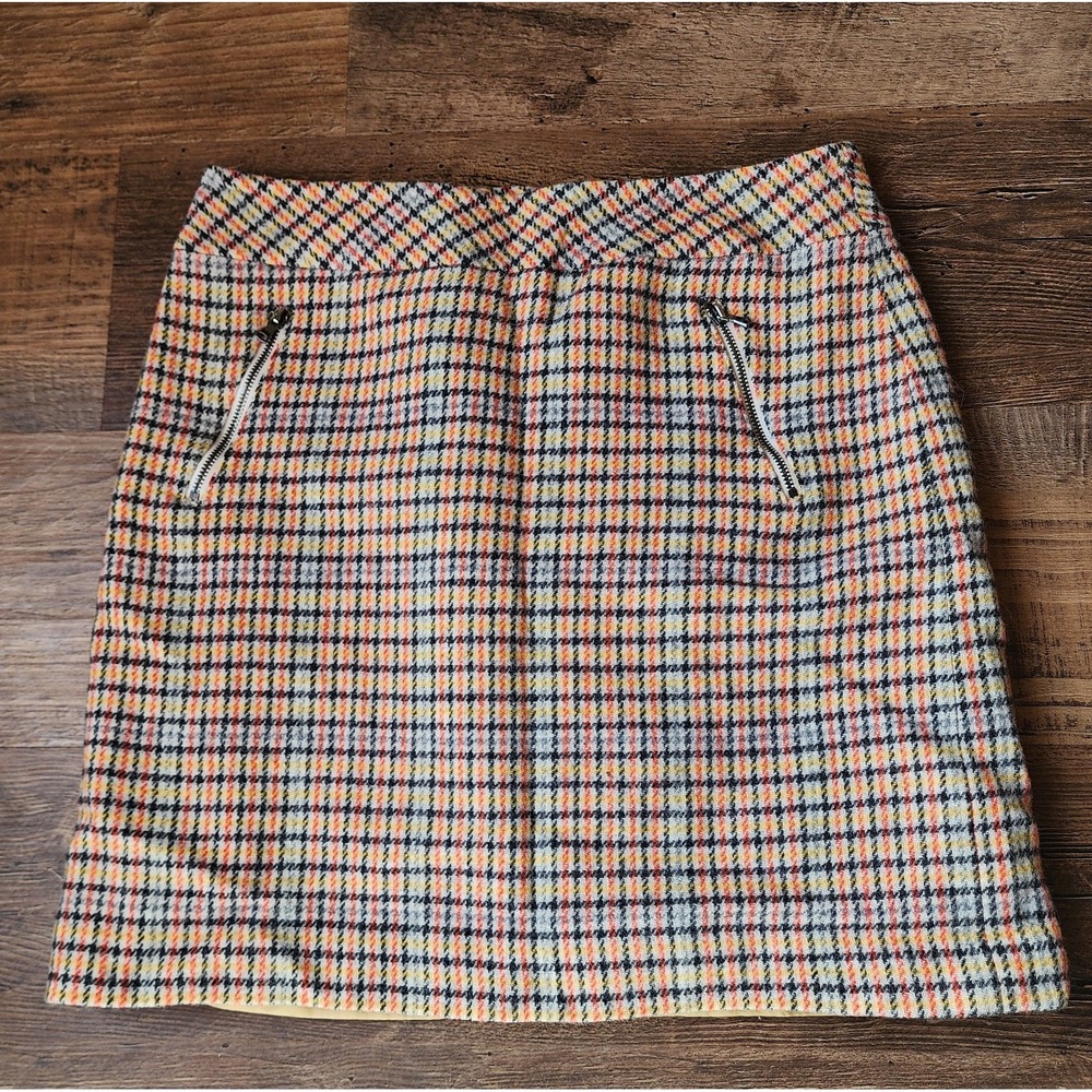 Talbots Skirt Womens 6 Petite Plaid Wool Blend A Line New Red Black Yellow